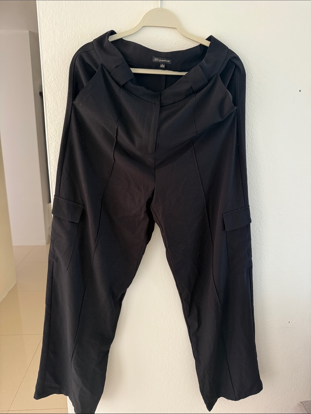 Soprano Black Wide-Leg Trousers with Utility Pockets